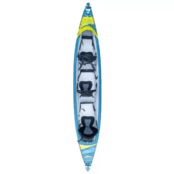 Aufblasbares Kajak Tahe Kayak Air Breeze Full HP3 -Berühmt Camping Geschäft draufsicht tahe kayak air breeze full hp3 kajak blaues gelbes aufblasbares von oben drei personen erwachsene familienkajak 1000 2 22479